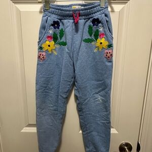 Blue Miniboden Floral Embroidered Sweatpants - Size 7Y (122cm)